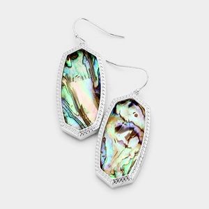 Silver abalone stone earrings